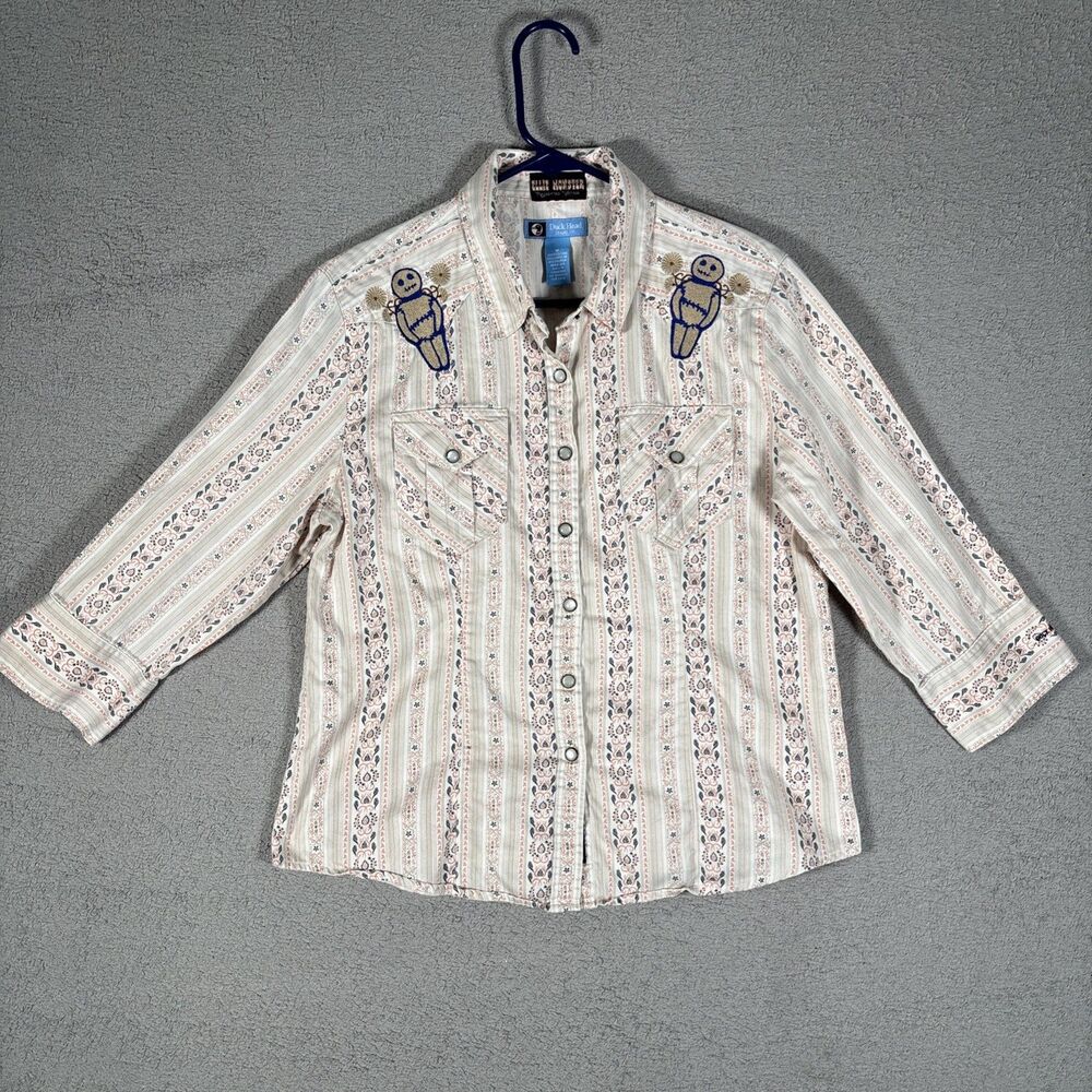 Ellie Monster Recreated Vintage Shirt Women's Size M Paisley Voodoo Doll - Picture 1 of 12